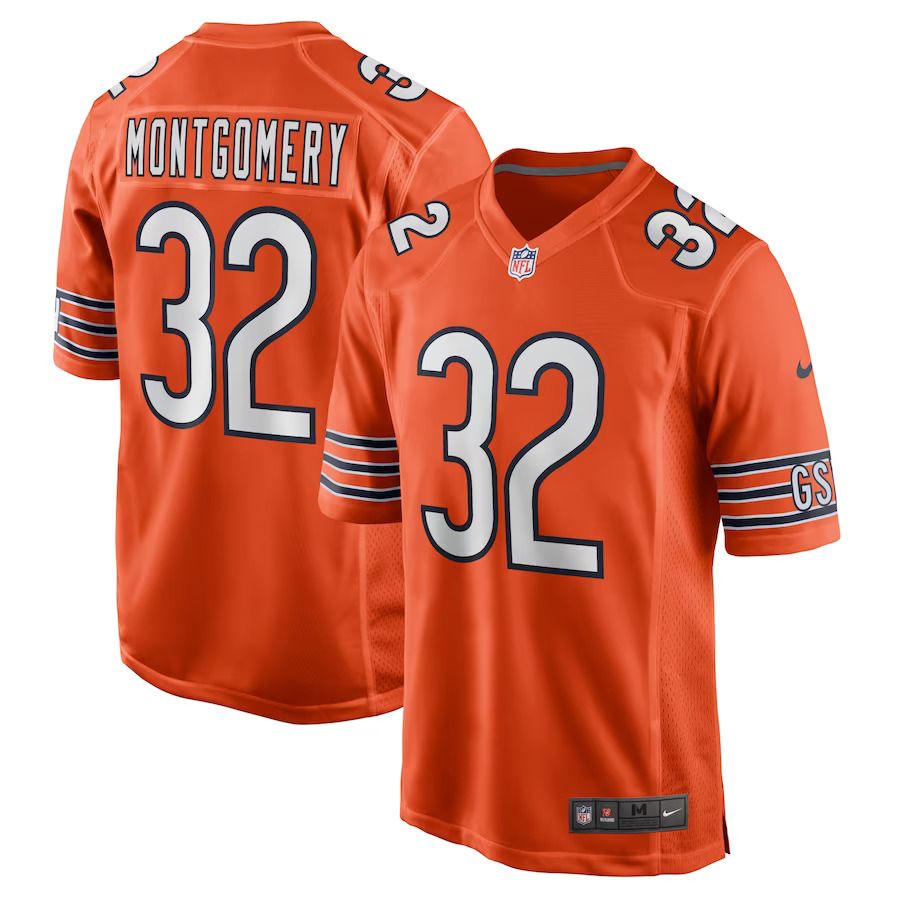 Men Chicago Bears 32 David Montgomery Nike Orange Alternate Game Player NFL Jersey